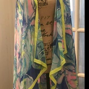 Lilly Pulitzer Blue and Green Cape with Tropical Print